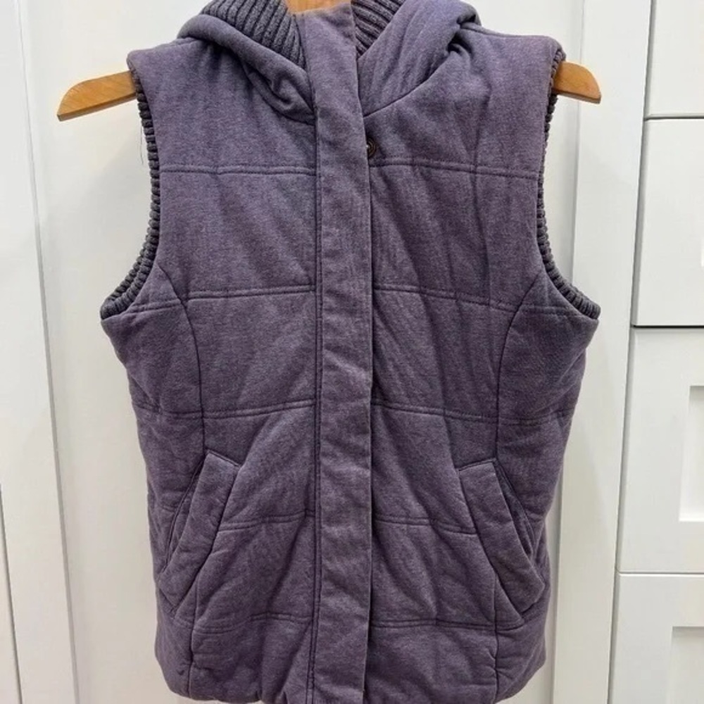 The North Face Purple Quilted Hooded Vest XS